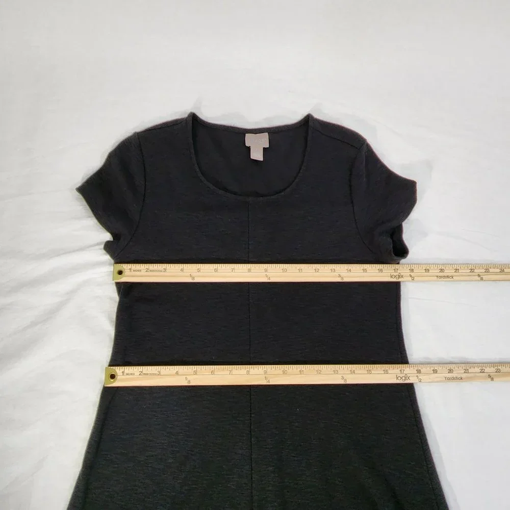 CHICO'S Black Seamed Tee Mixi Dress with Asymmetrical Hem Size 1 (8/M) LIKE NEW - Picture 13 of 16